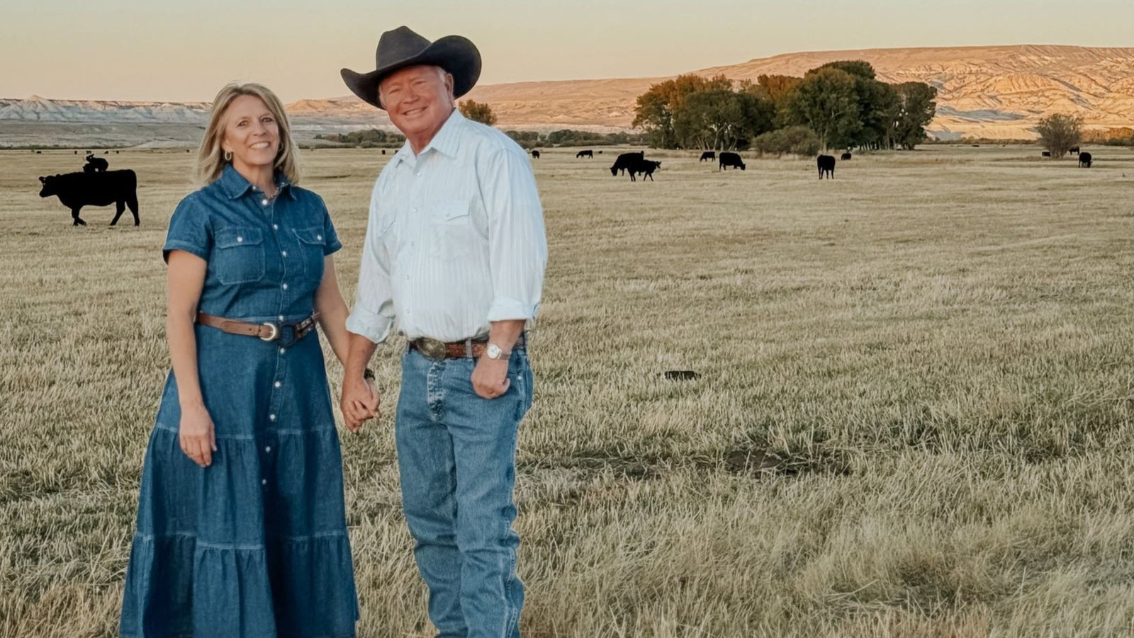 Dana and Annalisa Beck in the field with the cows at Beck Ranch